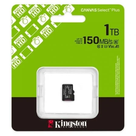Kingston Canvas Select Plus 1TB microSDXC Clase 10 U3 V30 A1 150MB/s SDCS3/1TB Kingston Canvas Select Plus 1TB microSDXC Clase 10 U3 V30 A1 150MB/s SDCS3/1TB